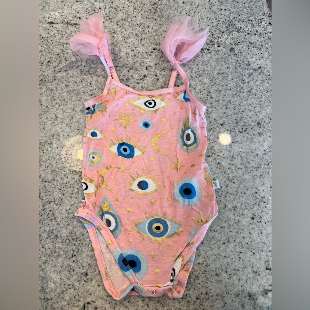 Posh Peanut Pink Eye & Moon Print Baby One-Piece Bodysuit